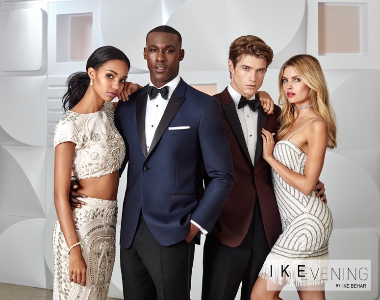 Here's an alt tag for the image: Two couples in formal evening wear.