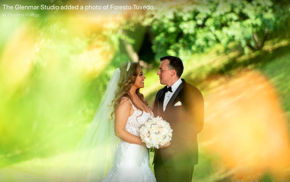 Bride and groom romantic wedding photo.