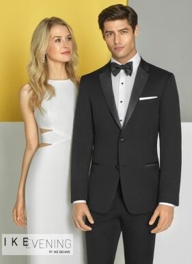 Couple in formal wear, prom attire.