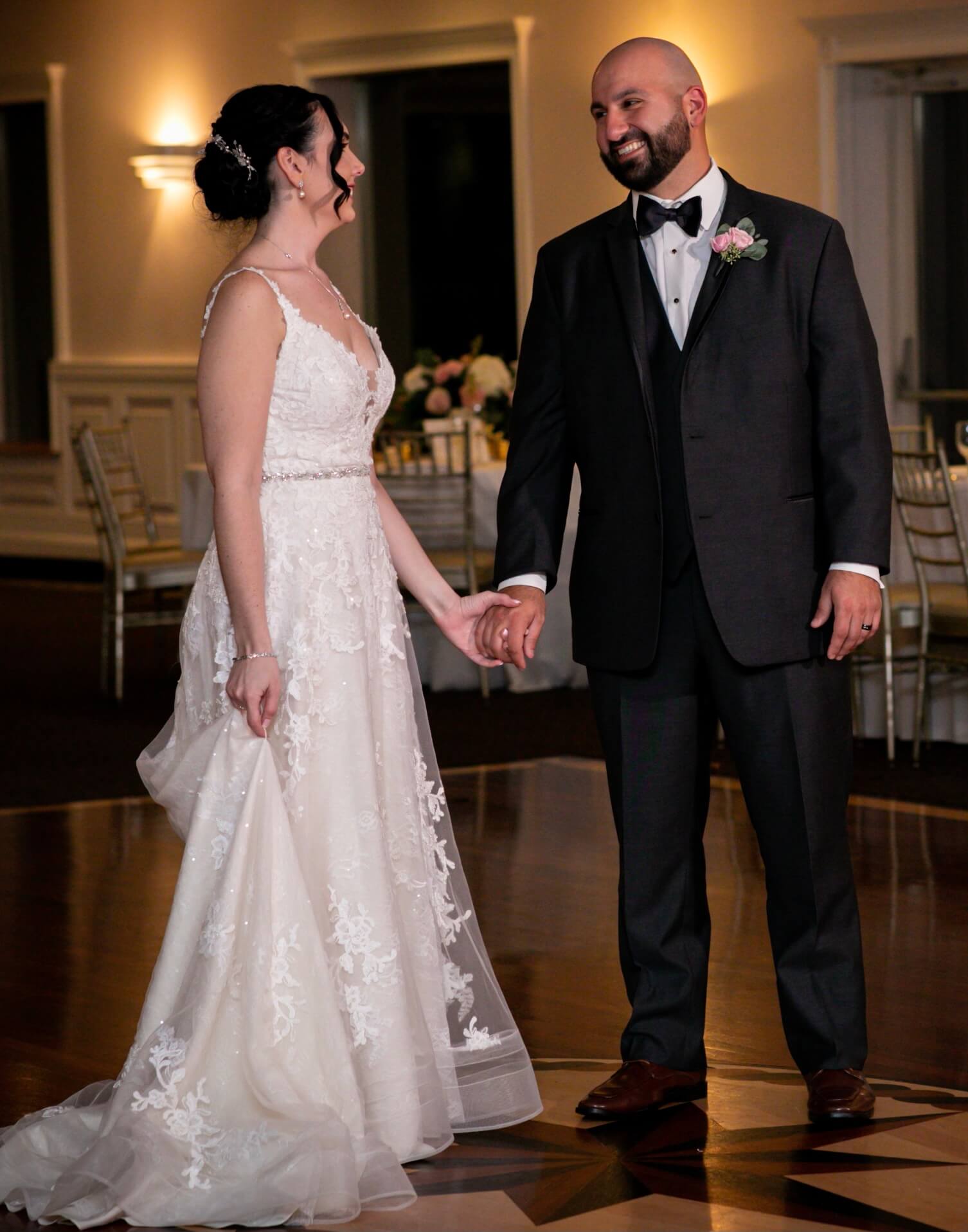 Happy bride and groom on their wedding day.